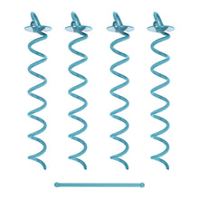 Load image into Gallery viewer, Ground Anchor Screw In Set of 4 - Sky Blue 16in Spiral Tie Down Stakes
