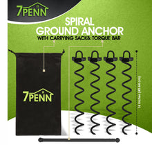 Load image into Gallery viewer, Ground Anchor Screw In Set of 4 - Black 16in Spiral Tie Down Stakes
