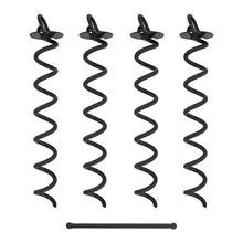 Load image into Gallery viewer, Ground Anchor Screw In Set of 4 - Black 16in Spiral Tie Down Stakes
