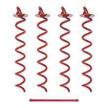 Load image into Gallery viewer, Ground Anchor Screw In Set of 4 - Red 16in Spiral Tie Down Stakes
