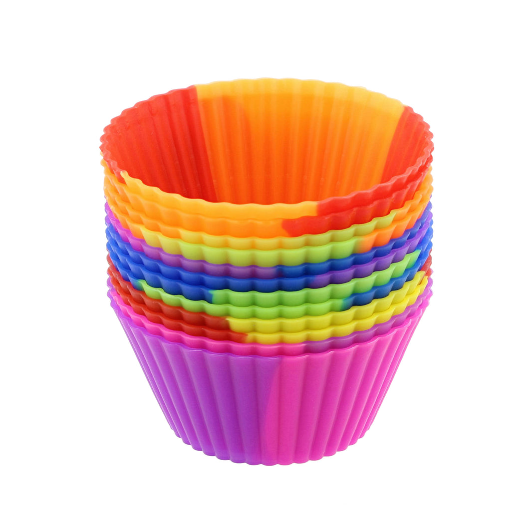 Silicone Cupcake Baking Cups Reusable Muffin Liners Small 12pc Bicolor