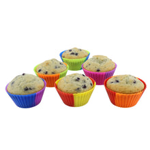 Load image into Gallery viewer, Silicone Cupcake Baking Cups Reusable Muffin Liners Small 12pc Bicolor
