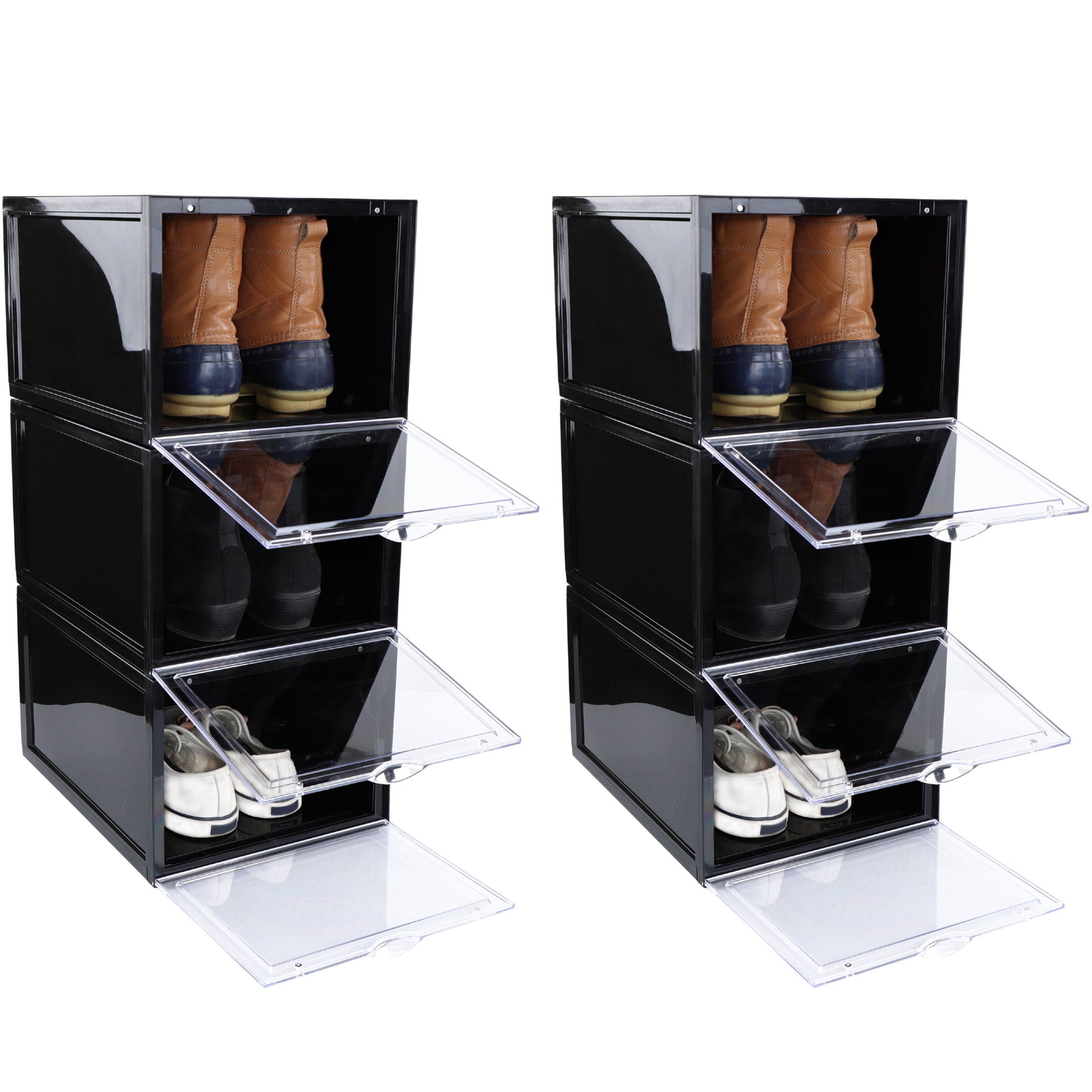 BLAPOXE Transparent Plastic Storage Shoe Box Stackable Foldable Storage Shoe  Box Sneaker Storage Box Clear Plastic Shoe Boxes (Pack Of 4) Multicolor :  Amazon.in: Home & Kitchen