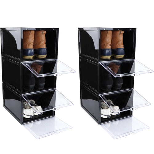 Plastic Shoe Boxes with Lids - Stack Clear Box with Lid Shoe Storage