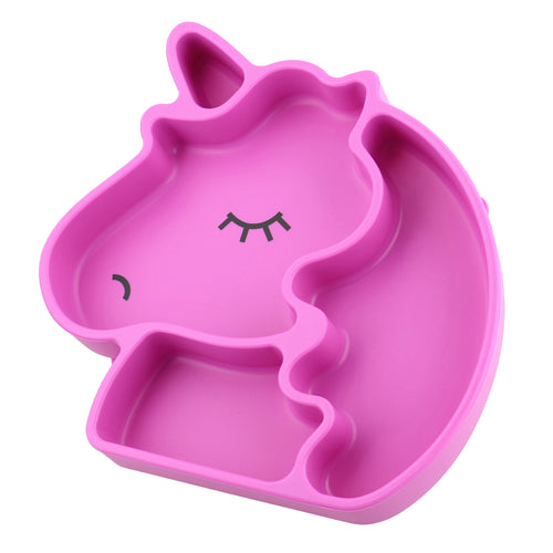 Unicorn Silicone Baby Plate with Suction Base, Feeding Toddler Plate
